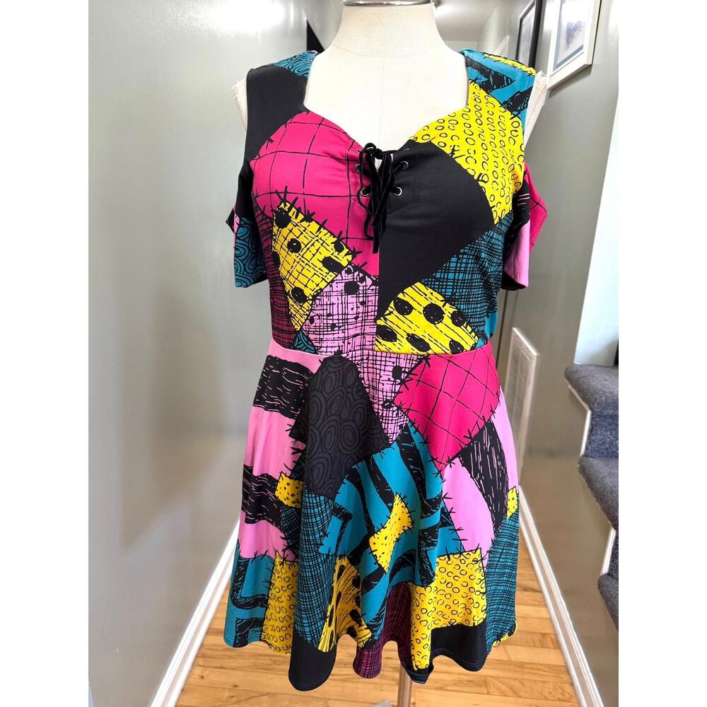 Disney Nightmare Before Christmas XL Sally Cosplay Costume Lace Up Dress